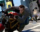 En bild från GTA IV, som visar Niko Bellic på en röd motorcykel. (Bildkälla: Steam) 