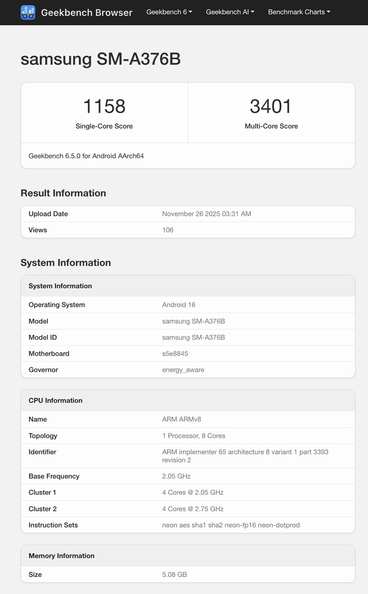 (Bildkälla: Geekbench)