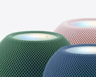 HomePod mini 2 i tre av sina fem lanseringsfärger.