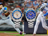 På bilden - Seiko Prospex SBDC222 och SBDC224 ställda mot två foton av Shohei Ohtani.
