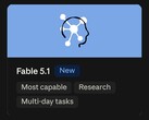 Modellkort för Claude Fable 5.1 med en ny emblem