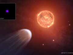 En konceptuell bild av planeten TOI 1227 b och dess stjärna (Bildkälla: NASA, CXC, SAO och M. Weiss; beskuren)