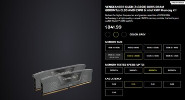 Corsair Vengeance 64GB DDR5 RAM kit tidigare pris. (Bildkälla: web.archive)