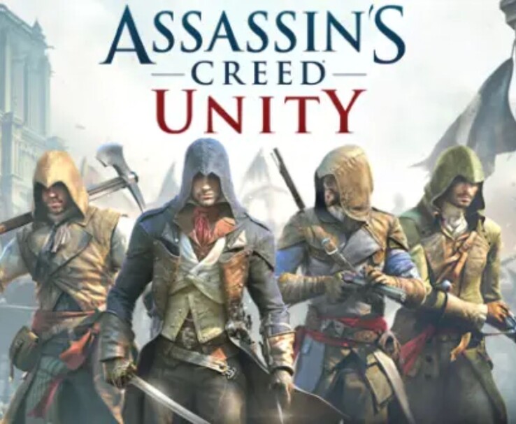 Officiellt konstverk för Assassin's Creed Unity med Arno Dorian och andra lönnmördare.