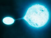 En illustration som visar en neutronstjärna och en annan stjärna.