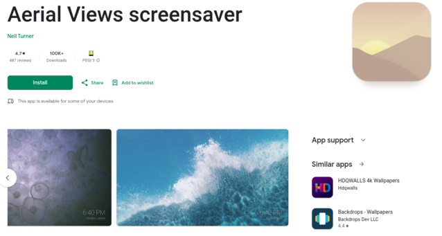 Aerial Screensaver App för Android TV ger din enhet samma skärmsläckare som en Apple TV, men kan också användas för att hämta bilder och videor direkt från en NAS (Bildkälla: AerialViews / Google Play)