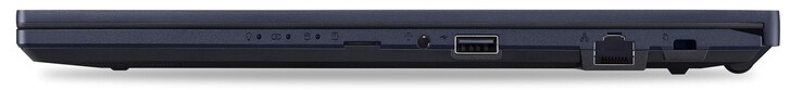 Höger sida: microSD-kortläsare, 3,5 mm jack, 1x USB 2.0, GigabitLAN, Kensington Lock