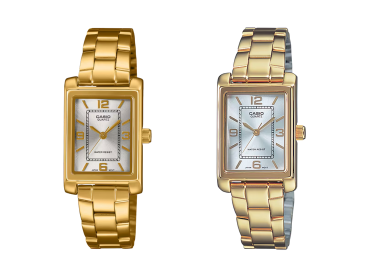 Den nya Casio LTP-1234PGC-7A (till vänster) och den gamla LTP-1234PG-7A (till höger). Bildkälla: Casio: Casio, redigerad)