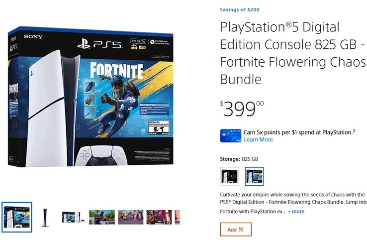 PS5 Digital Edition listad med en rabatt på $200.