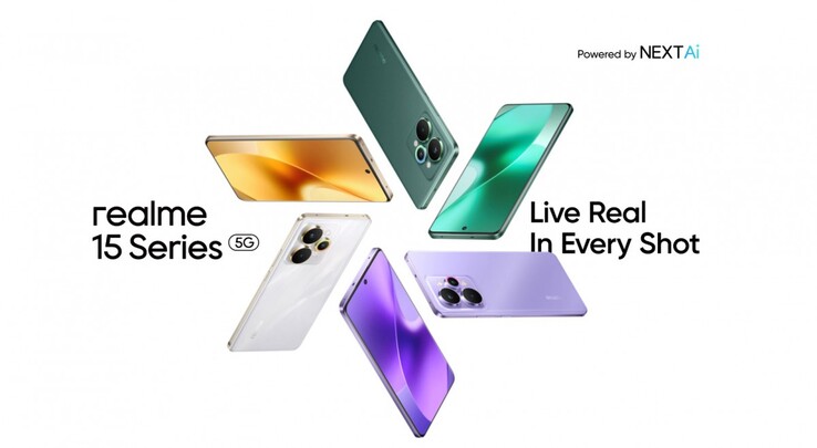 Realme 15 Pro finns i flytande silver, sammetsgrön och silkeslila färgställningar (Bildkälla: Realme)