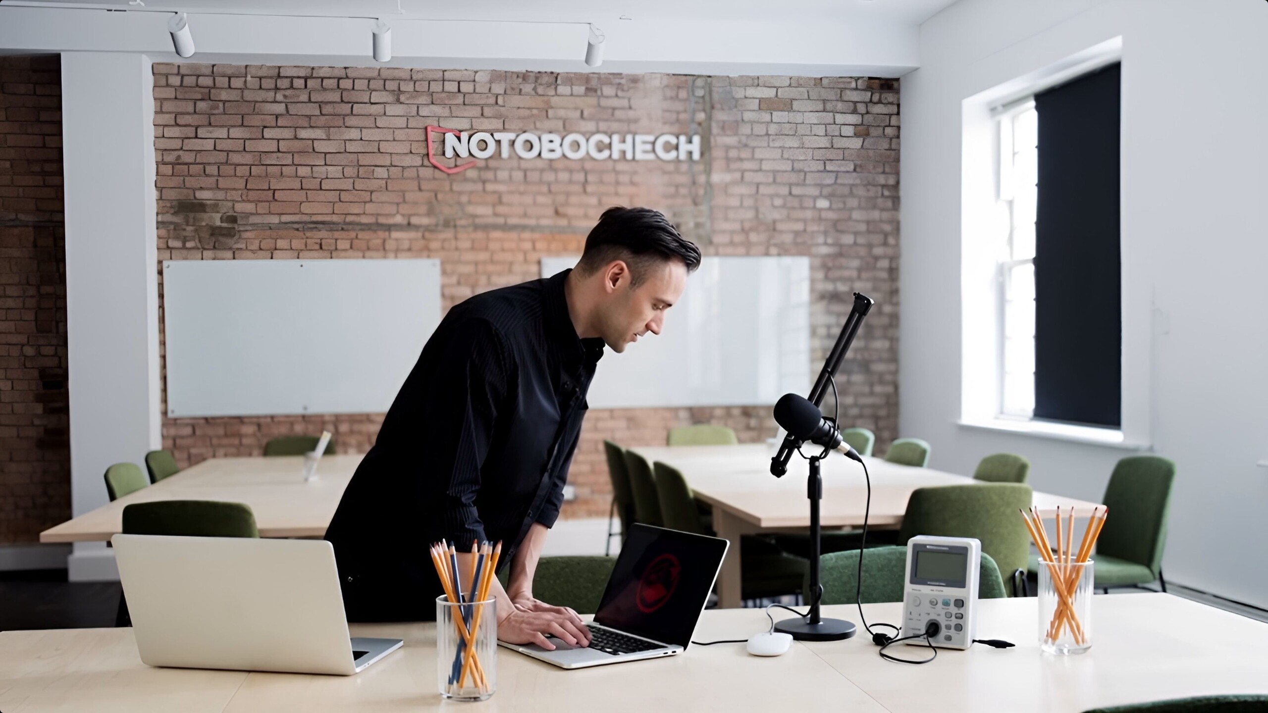 Vår författare på ett fiktivt Notebookcheck-kontor (bildkälla: genererad av Vidu.com)