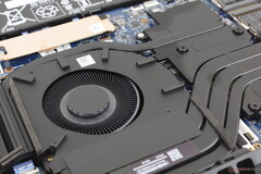 De stora ~65 mm fläktarna och de långa värmeledningarna bidrar till relativt låga ljudnivåer och temperaturer hos Omen 17 (Bildkälla: Notebookcheck)