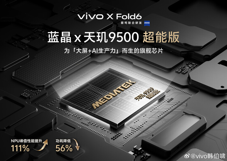 Vivo bekräftar att man kommer att använda Dimensity 9500 Super Edition i sin kommande vikbara telefon.