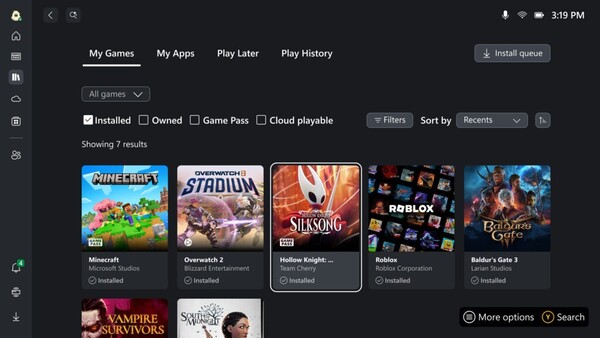 Xbox fullskärmsupplevelse kommer att ge ett nytt gränssnitt som är speciellt utformat för spelhanddatorer. (Bildkälla: Microsoft)