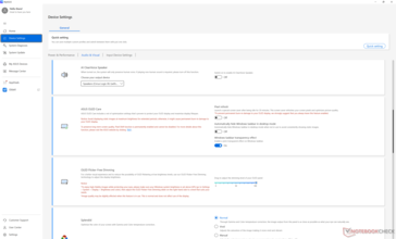 Tillgängliga OLED- och färgkontroller via den inbyggda programvaran