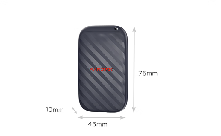 Den har en robust, mycket kompakt design med måtten 75mm × 45mm × 10mm och väger endast 31,7 gram.