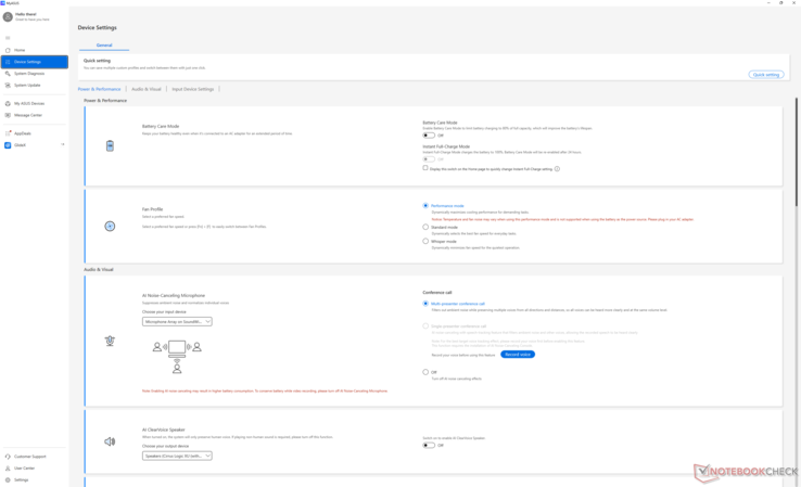 Observera den röda texten som uppmanar användaren att ansluta till elnätet om systemet ställs in i prestandaläge