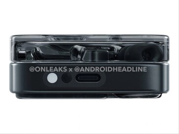 Sidovy av det svarta Nothing Ear (3)-fodralet som visar USB-porten. (Bildkälla: Android Headlines)