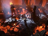 En bild som visar en strid mot en eldjätte i Age of Wonders 4.