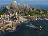 En bild som visar en stad på en ö i Anno 1800.