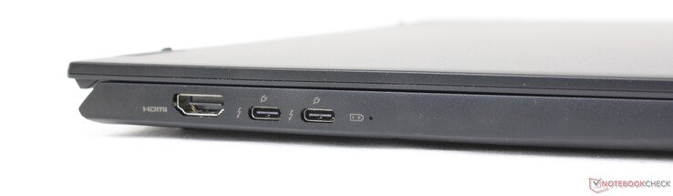 Vänster: HDMI 2.1, 2x USB-C med Thunderbolt 4 + DisplayPort + Power Delivery