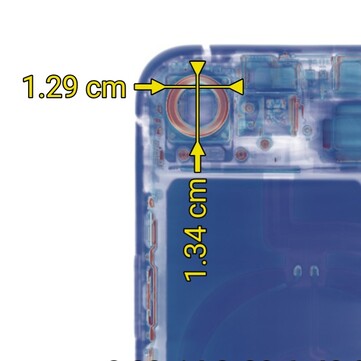 Storleken på huvudkameramodulen på iPhone 16e