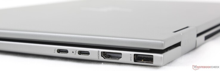 Höger: 2x USB-C Thunderbolt 4 med DisplayPort + Power Delivery, HDMI 2.1, USB-A (10 Gbps)
