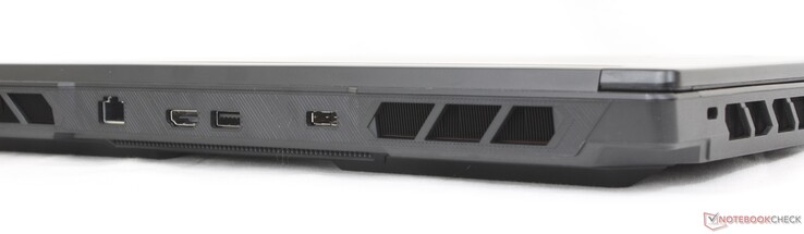 Baksida: RJ-45 (2,5 Gbps), HDMI 2.1, USB-A 3.2 Gen. 2, AC-adapter