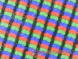 RGB-subpixlar med matt ytbeläggning är något korniga