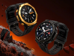 Amazfit T-Rex 3 Pro smartwatch (ovan) nämndes i en ny appuppdatering. (Bildkälla: Shopee, redigerad)