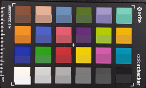 ColorChecker - Färger; referensfärgen i den nedre halvan av varje ruta.