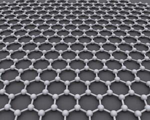 En tvådimensionell atomstruktur av grafen. (Bildkälla: AlexanderAIUS | Wikimedia)