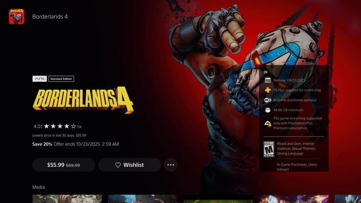 PlayStation Store prisspårare visar Borderlands 4-rabatter (Bildkälla: skärmdump, Adam Corsetti)
