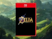 Modell av förpackningen till remaken av ”Zelda: Ocarina of Time” för Switch 2