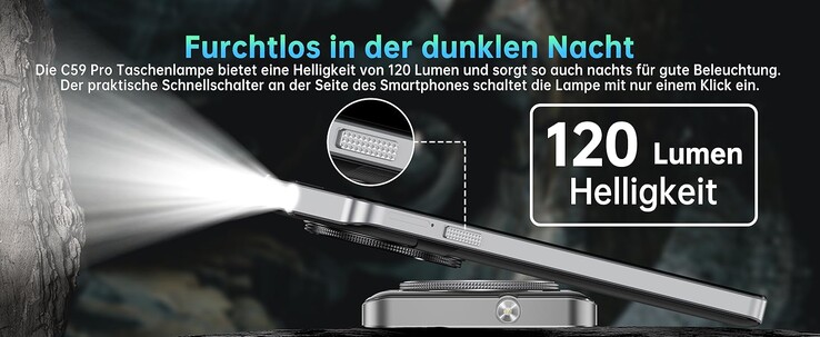 En ficklampa är installerad. (Bildkälla: Oukitel)