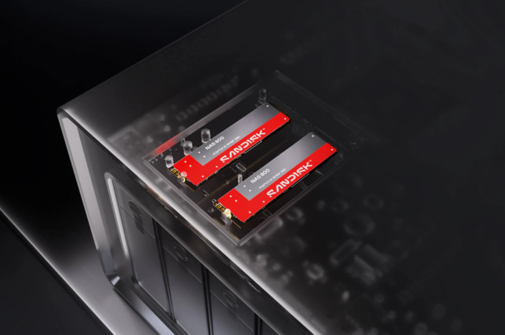 Två Sandisk NAS 800 SSD:er installerade i ett NAS-chassi
