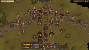 En bild som visar en strid mellan två arméer i Battle Brothers.