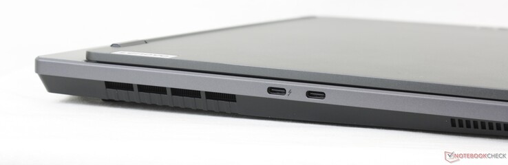 Vänster: USB-C med Thunderbolt 4 + DisplayPort 1.4, USB-C 3.2 Gen. 2 med DisplayPort 1.4