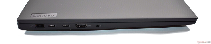 Vänster: Slim Tip-strömförsörjning, 2x Thunderbolt 4, HDMI 2.1, 3,5 mm ljuduttag