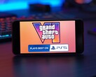 Marknadsföring av GTA 6 till PS5 visas på en smartphone