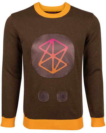 Zune Holiday Sweater har ett stort lapptäcke av Zune-logotypen på bröstet. (Bildkälla: Microsoft)