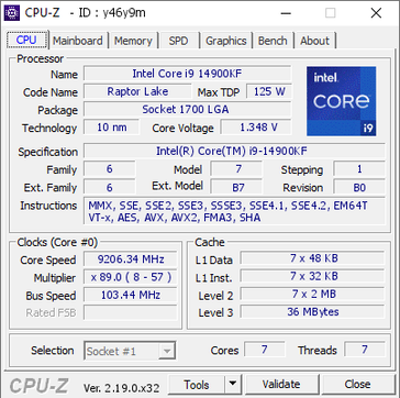CPU-Z skärmdump av rekordhög frekvens