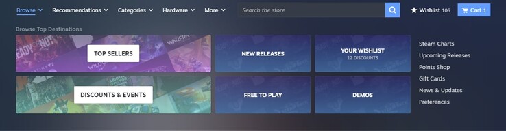 Fliken "Browse" gör det nu enklare att upptäcka gratis och nyutgivna spel. (Bildkälla: Steam)