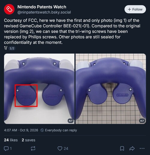 FCC-bilder på GameCube-kontrollen till Switch 2 visas