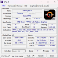 CPU-Z:s huvudsida