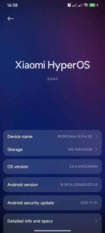 Redmi Note 14 Pro 5G som kör HyperOS 3 (Bildkälla: r/HyperOS via Reddit)