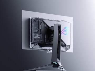 ROG Swift OLED PG27AQWP-W har en unik design med transparent baksida. (Bildkälla: Asus)