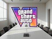 GTA 6-logotypen som visas i konferensrummet