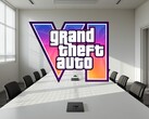 GTA 6-logotypen som visas i konferensrummet