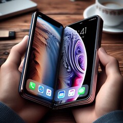 En hopfällbar iPhone (kanske liknande denna AI-genererade rendering) kan lanseras nästa år, enligt JPMorgan. (Bildkälla: AI-generated)